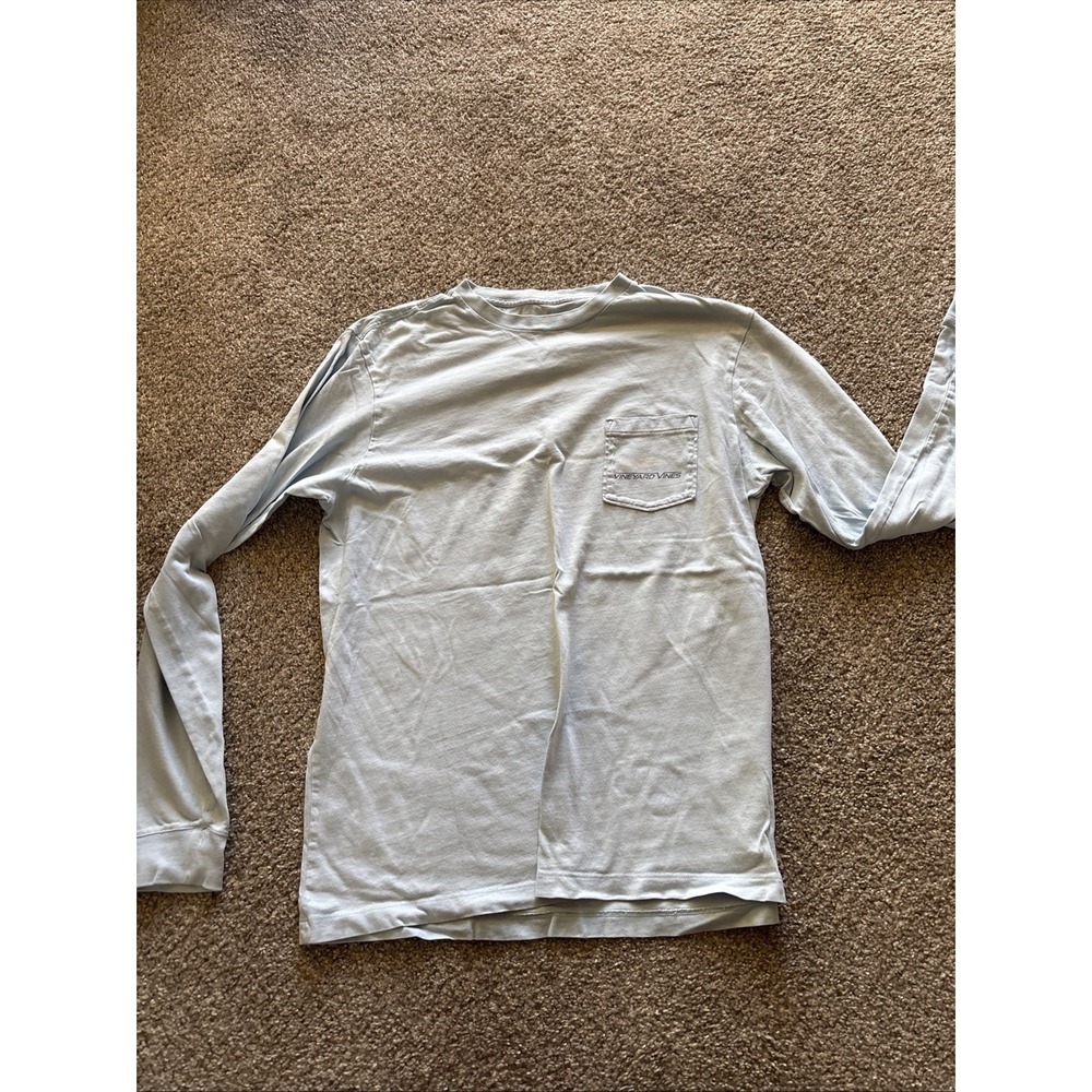 Mens Vineyard Vines White Long Sleeve Blue T-Shirt Size Small